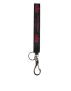 Dolce & Gabbana Black Burgundy Nylon DG Logo Crown Holder Keychain Keyring - Zeiniez