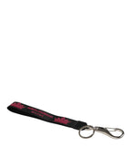 Dolce & Gabbana Black Burgundy Nylon DG Logo Crown Holder Keychain Keyring - Zeiniez