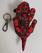 Dolce & Gabbana Red Black Polyester Animal Silhouette Bag Keychain Keyring - Zeiniez