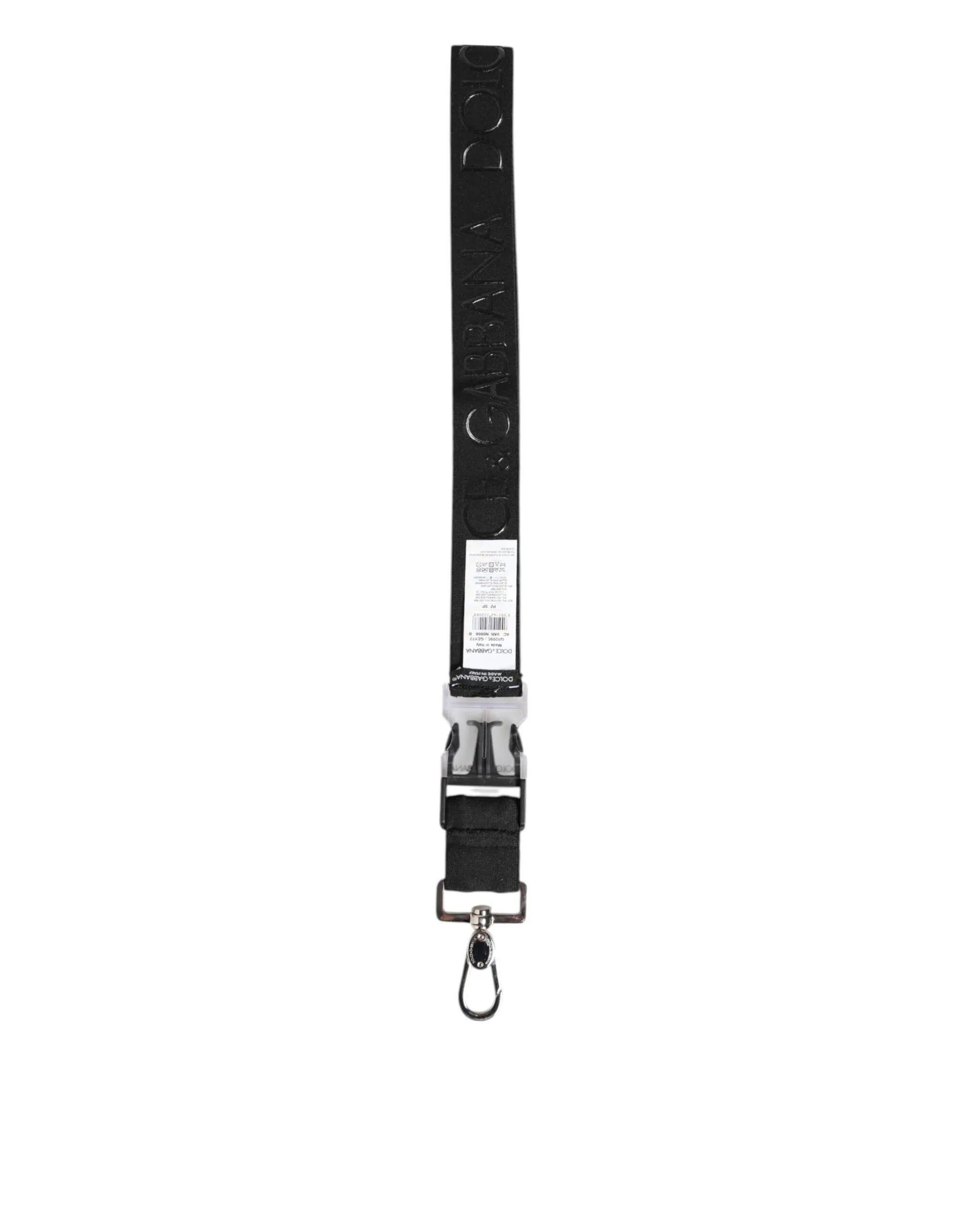 Dolce & Gabbana Black Polyester Stretch Rubberised DG Logo Men Keychain - Zeiniez