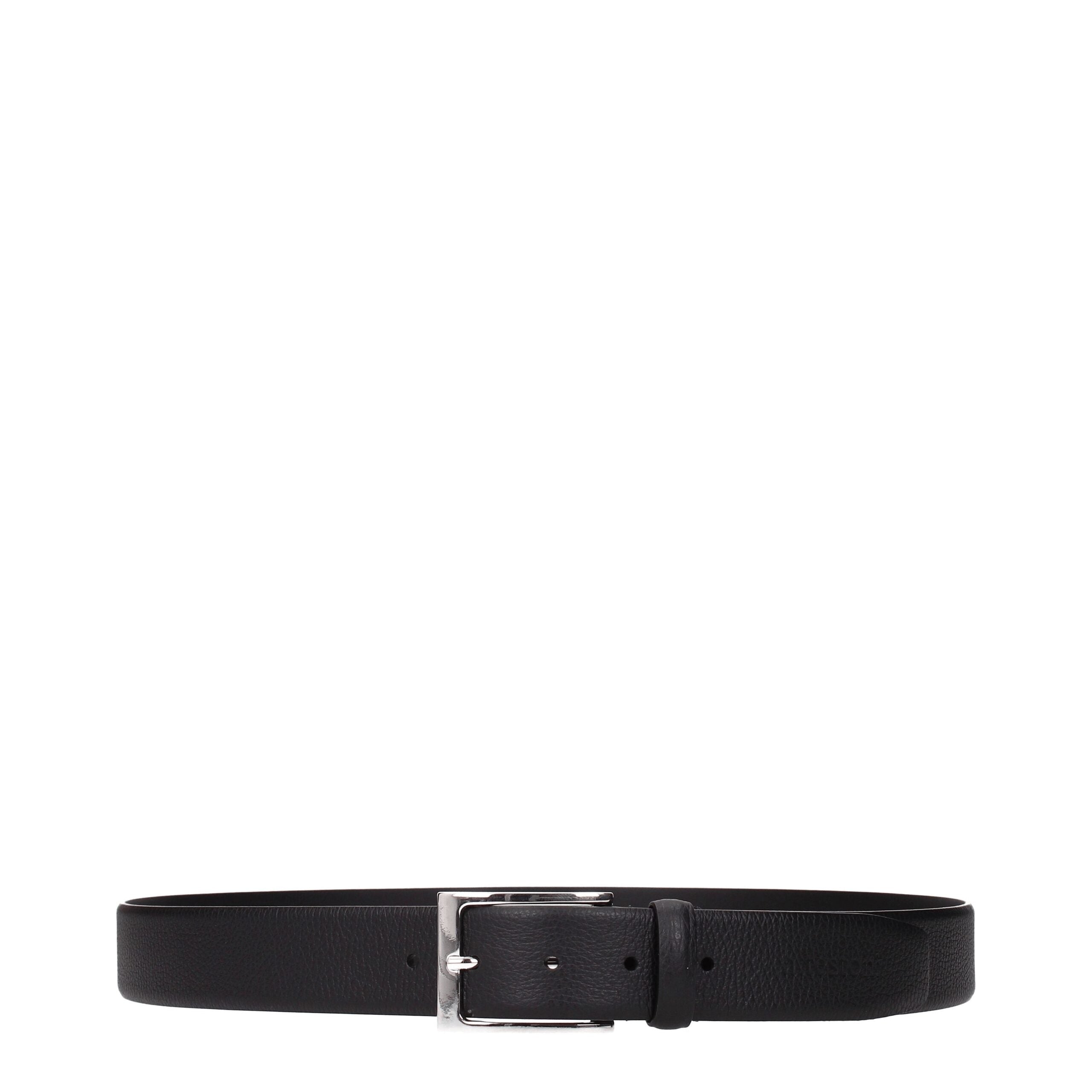 Testoni Black Leather Regular Belt - Zeiniez