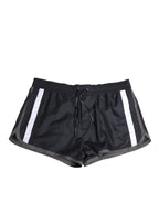 Dolce & Gabbana Black White Polyester Logo Elastic Waistband Swimwear - Zeiniez