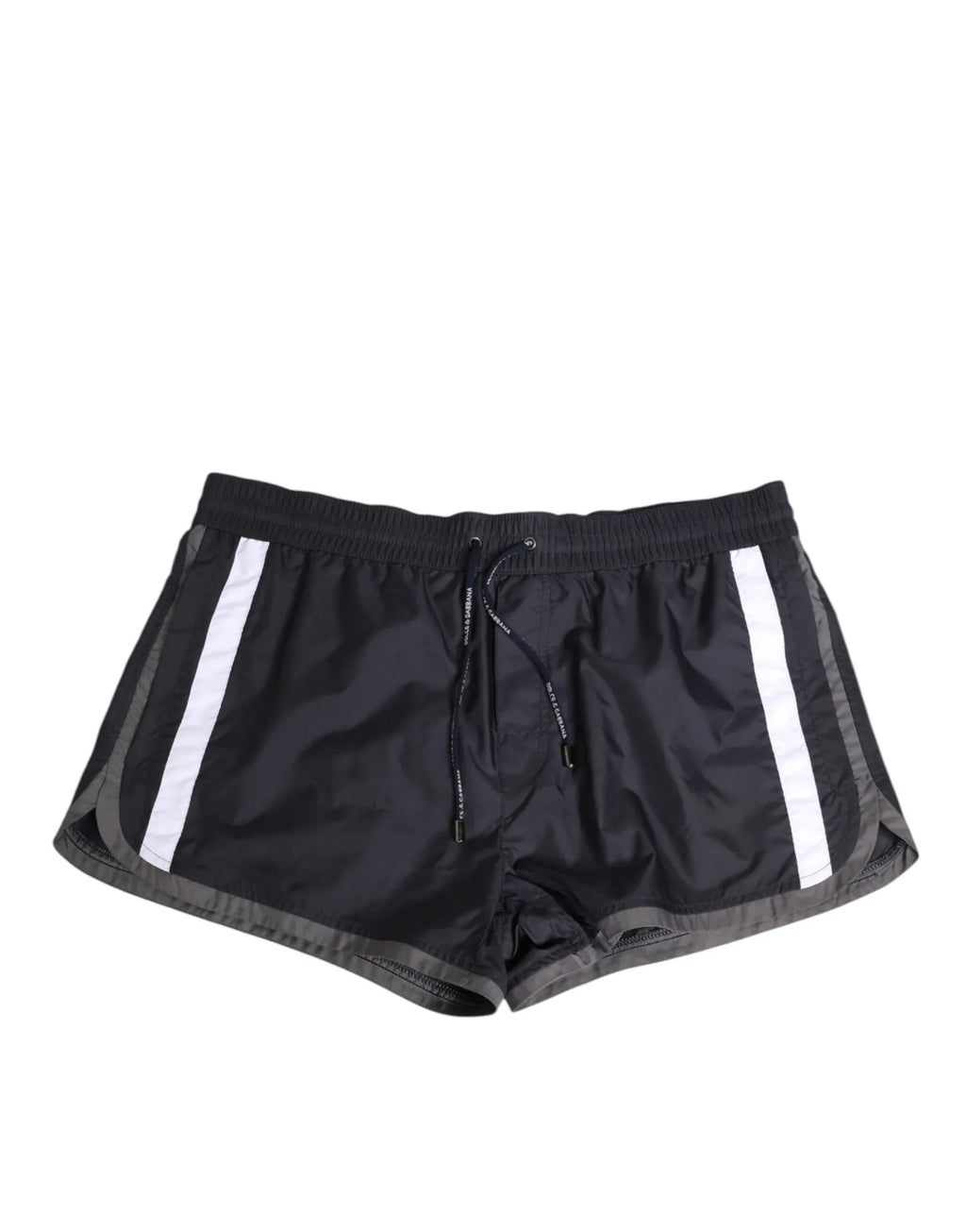 Dolce & Gabbana Black White Polyester Logo Elastic Waistband Swimwear - Zeiniez