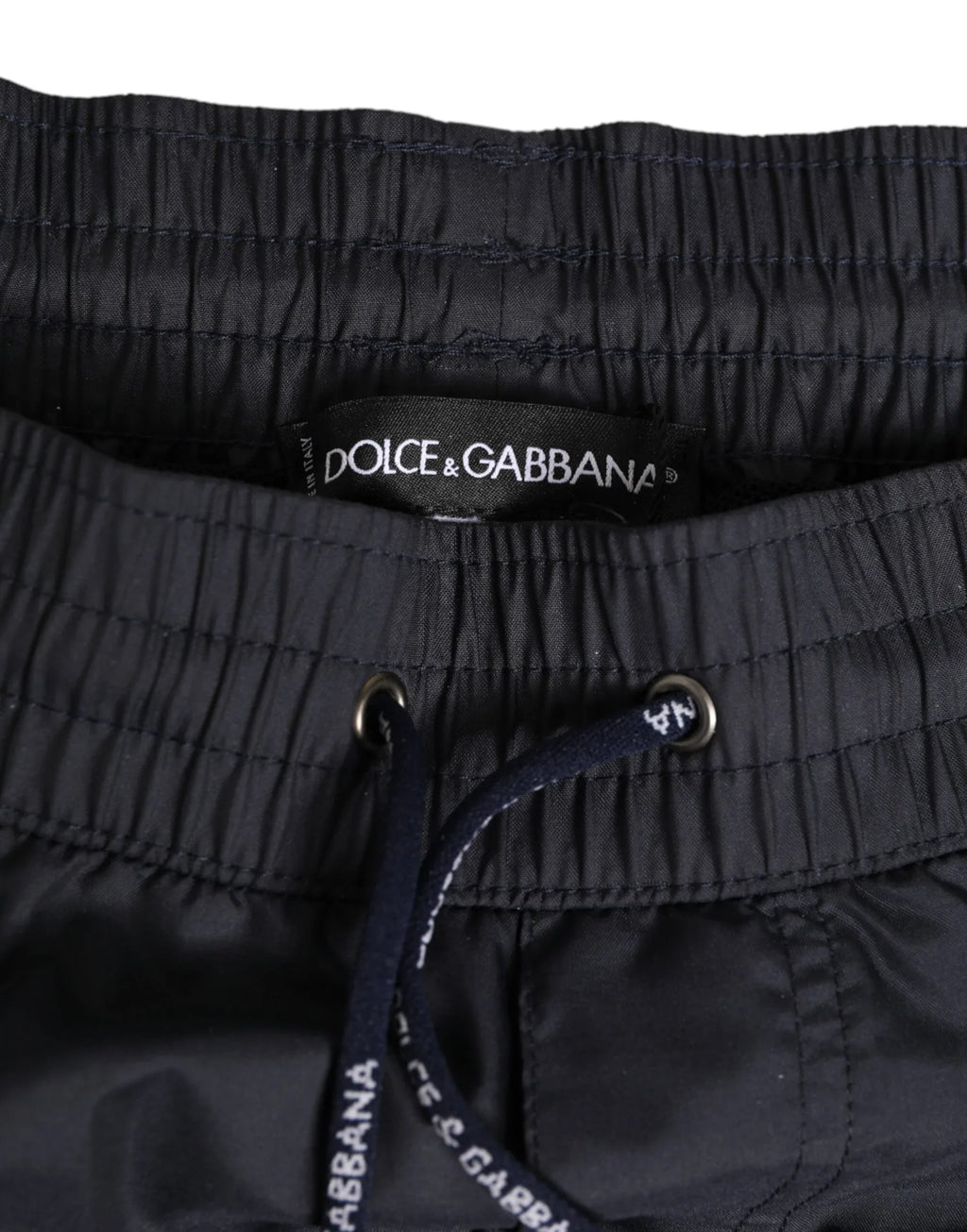 Dolce & Gabbana Black White Polyester Logo Elastic Waistband Swimwear - Zeiniez