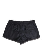 Dolce & Gabbana Black White Polyester Logo Elastic Waistband Swimwear - Zeiniez