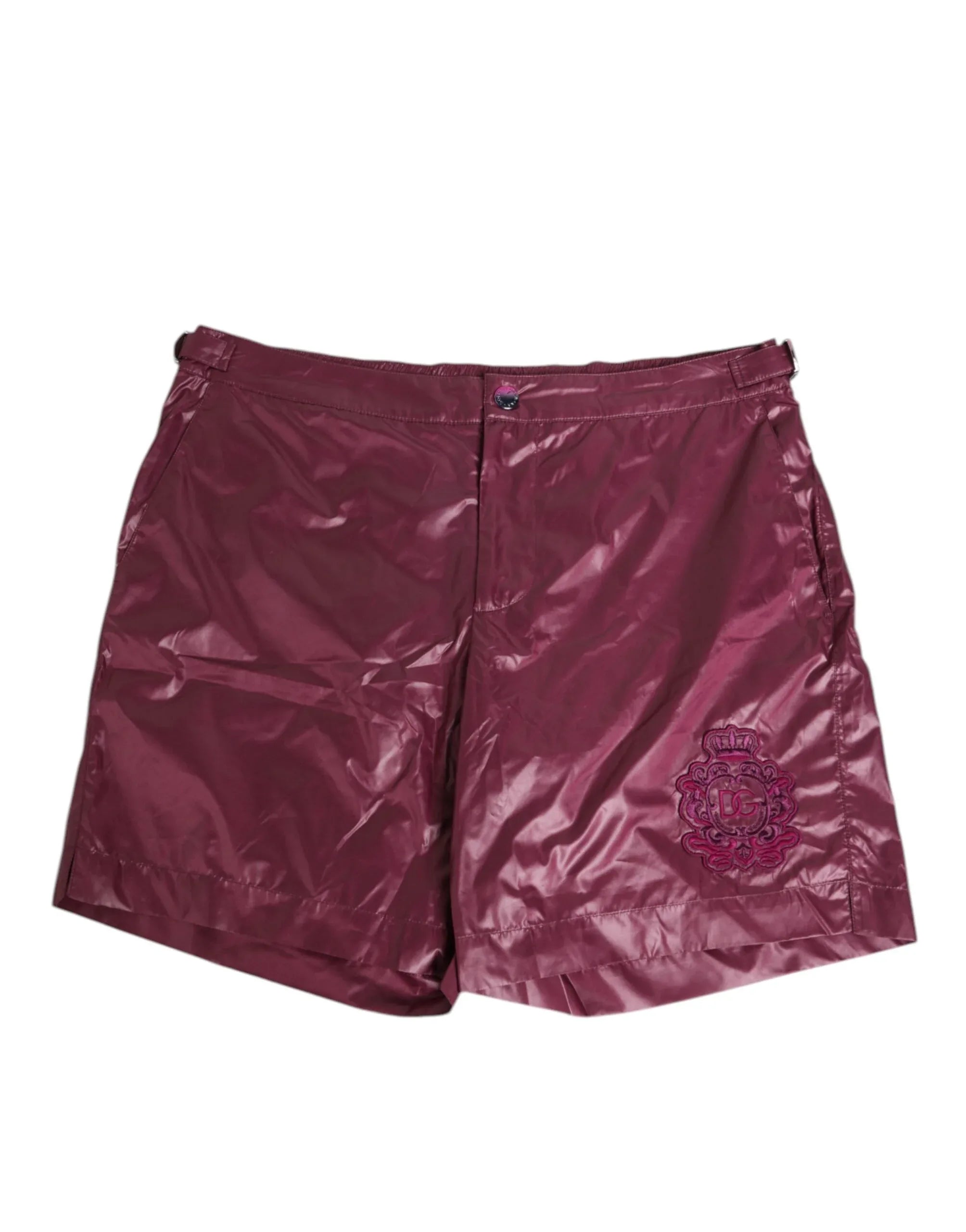 Dolce & Gabbana Burgundy Polyester Logo Embossed Crest Swimwear - Zeiniez