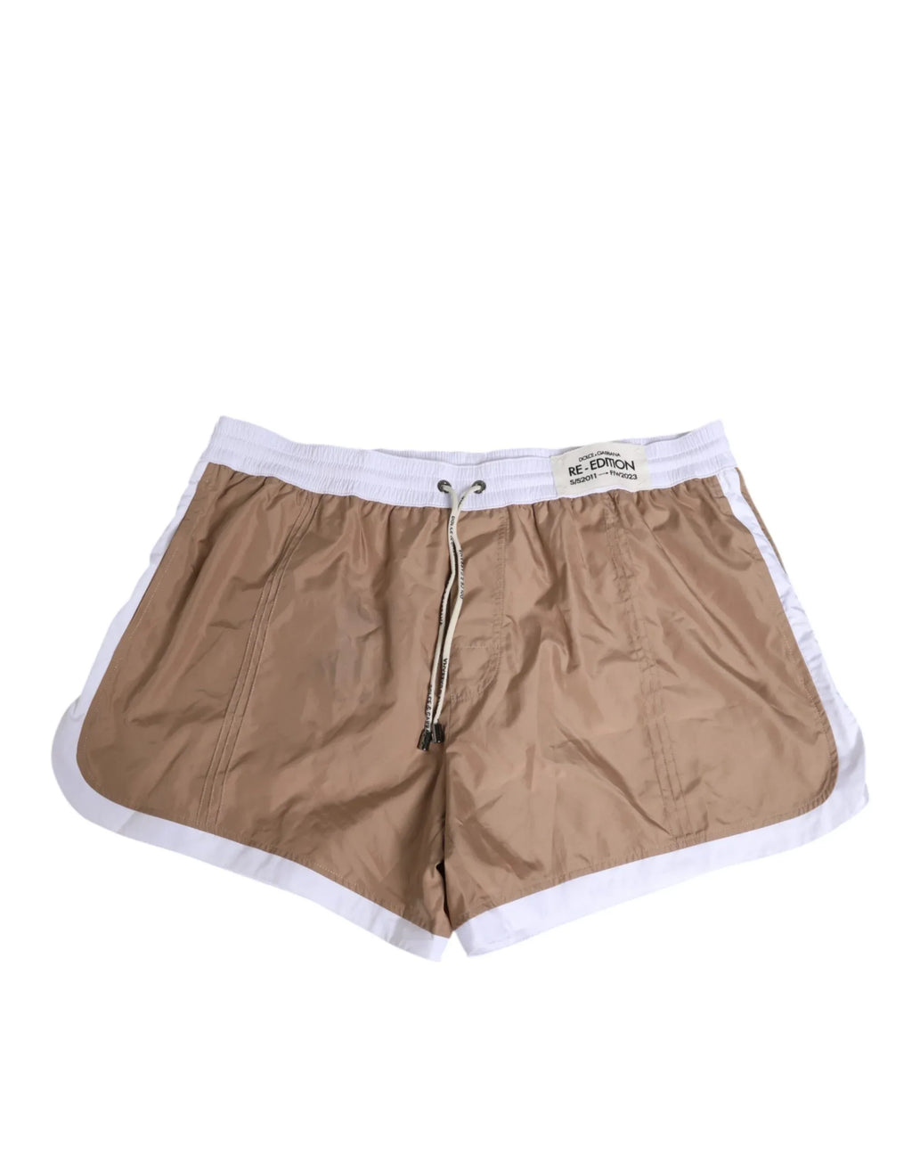 Dolce & Gabbana Brown White Polyester Re-Edition Shorts Swimwear - Zeiniez