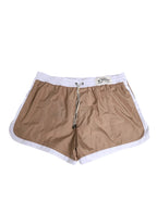 Dolce & Gabbana Brown White Polyester Re-Edition Shorts Swimwear - Zeiniez