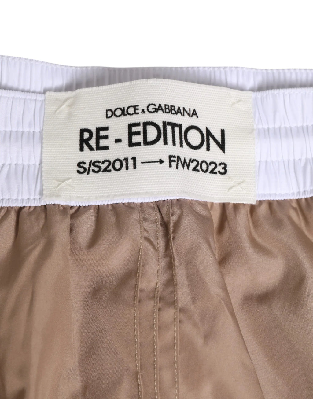 Dolce & Gabbana Brown White Polyester Re-Edition Shorts Swimwear - Zeiniez