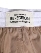 Dolce & Gabbana Brown White Polyester Re-Edition Shorts Swimwear - Zeiniez