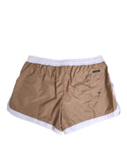 Dolce & Gabbana Brown White Polyester Re-Edition Shorts Swimwear - Zeiniez
