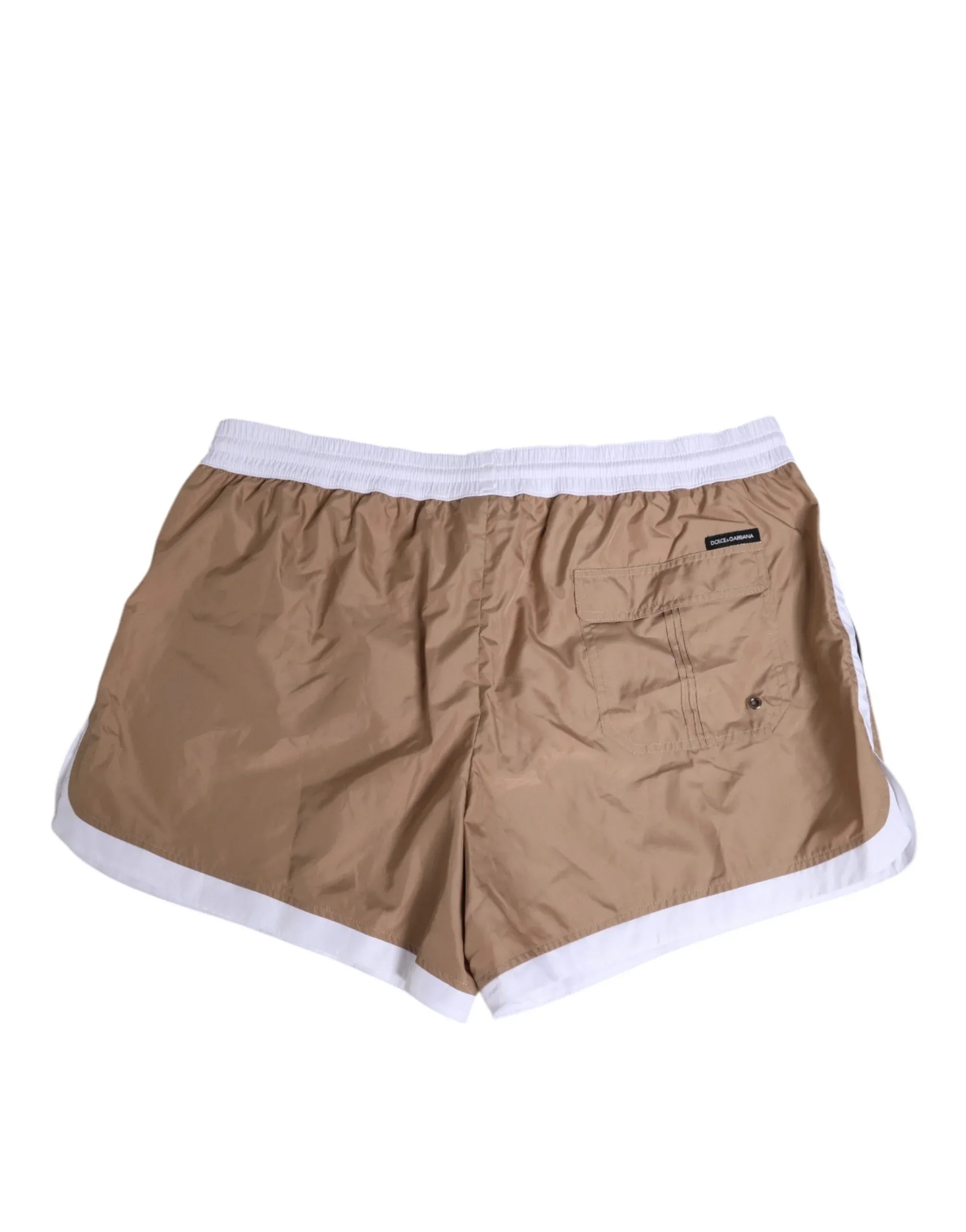Dolce & Gabbana Brown White Polyester Re-Edition Shorts Swimwear - Zeiniez