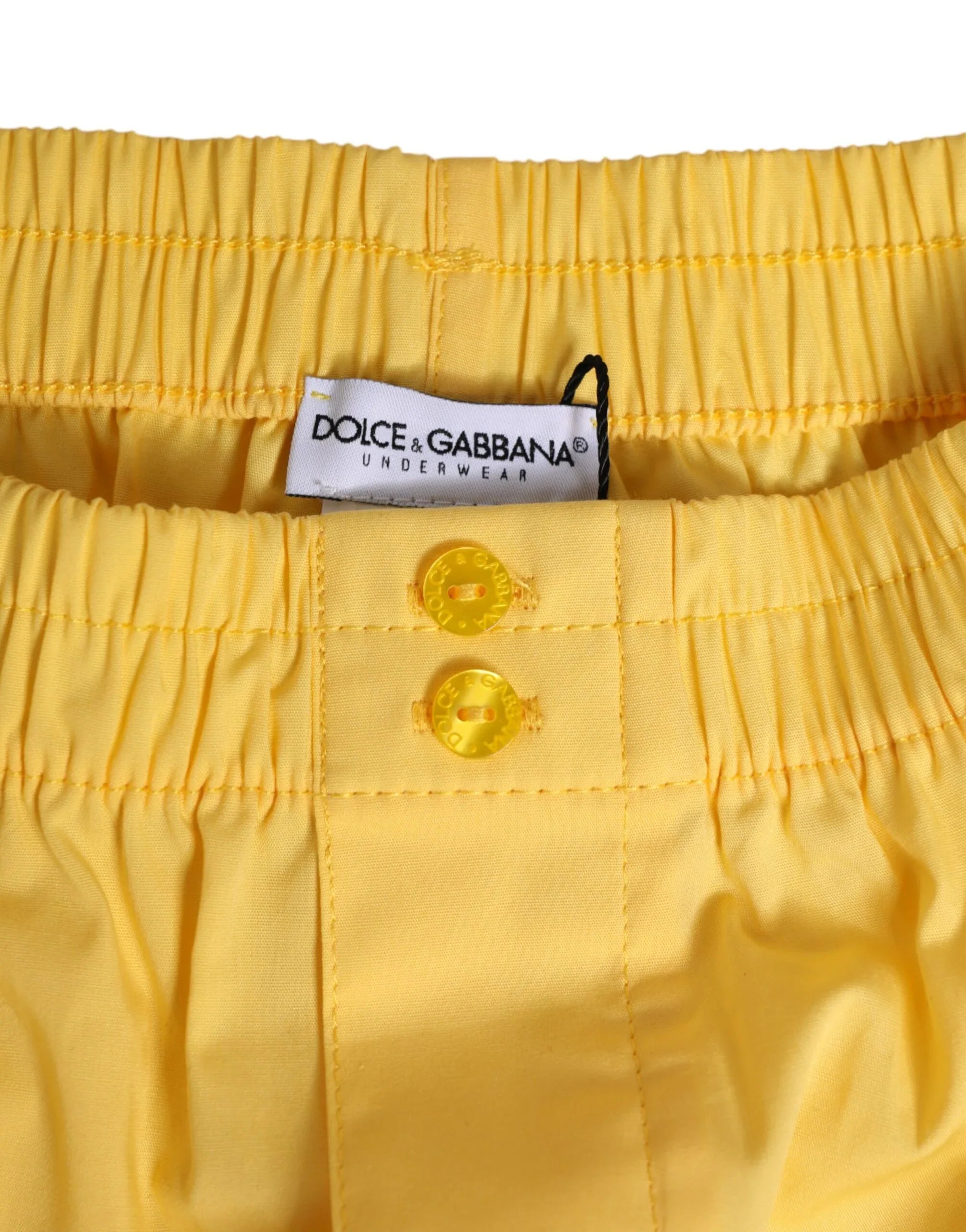 Dolce & Gabbana Yellow Cotton Elastic Waistband Short Swimwear - Zeiniez