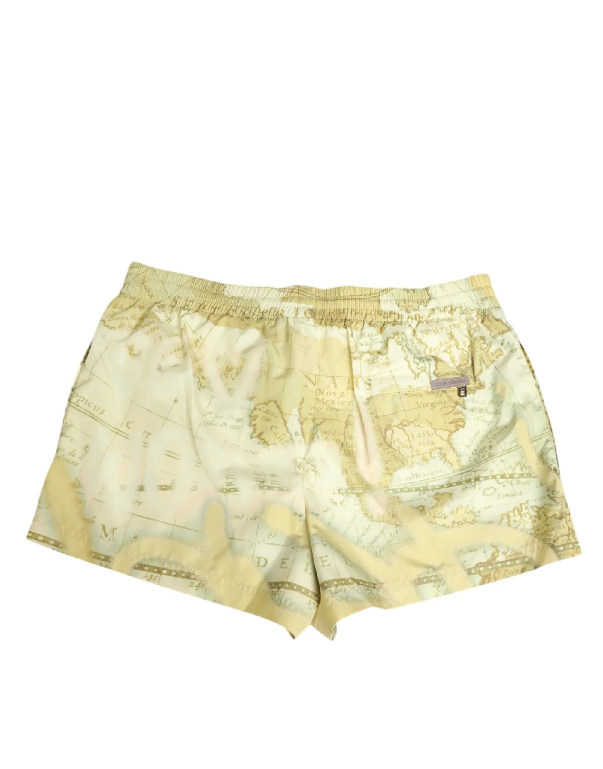 Dolce & Gabbana Yellow World Map Polyester Elastic Waistband Swimwear - Zeiniez
