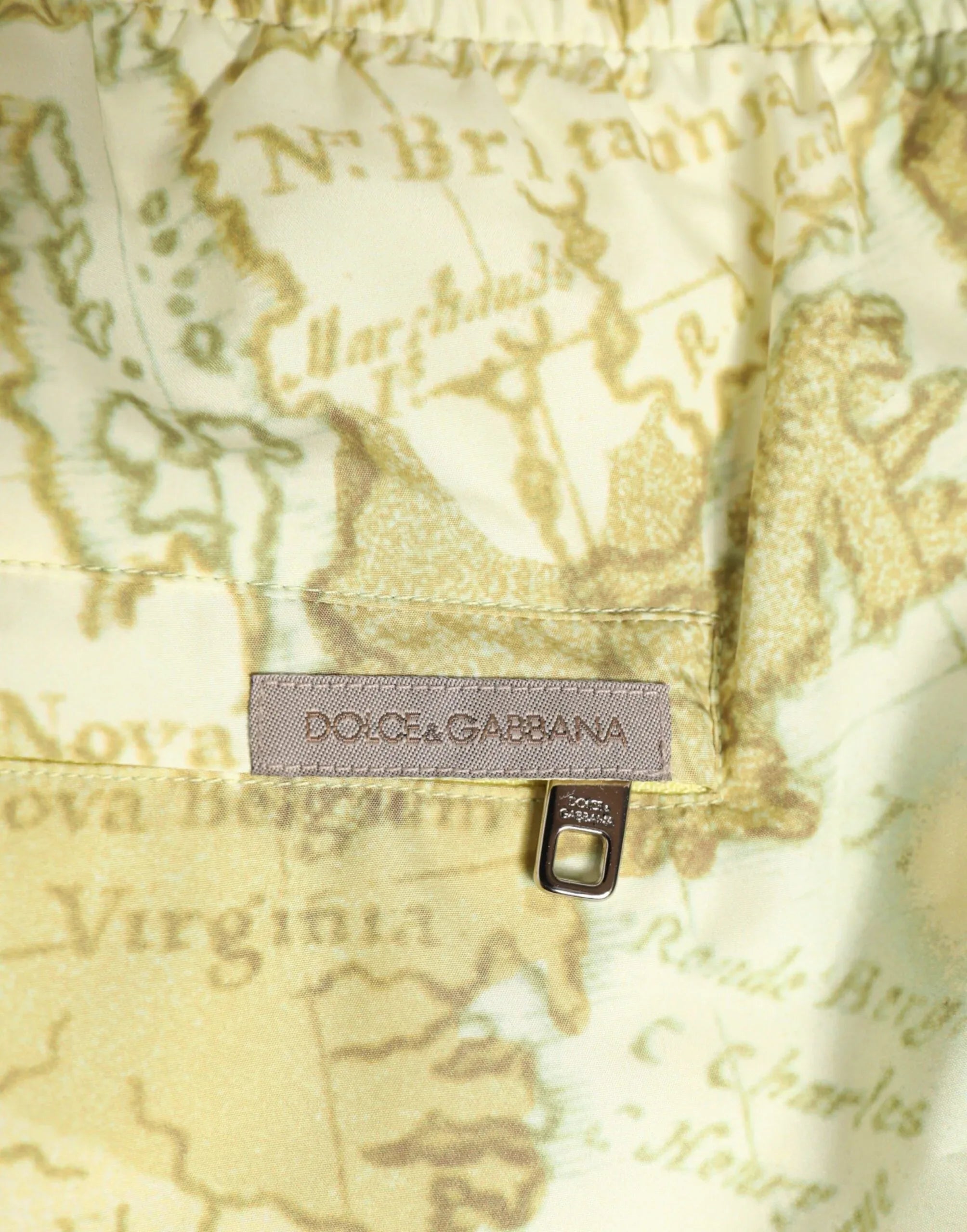 Dolce & Gabbana Yellow World Map Polyester Elastic Waistband Swimwear - Zeiniez