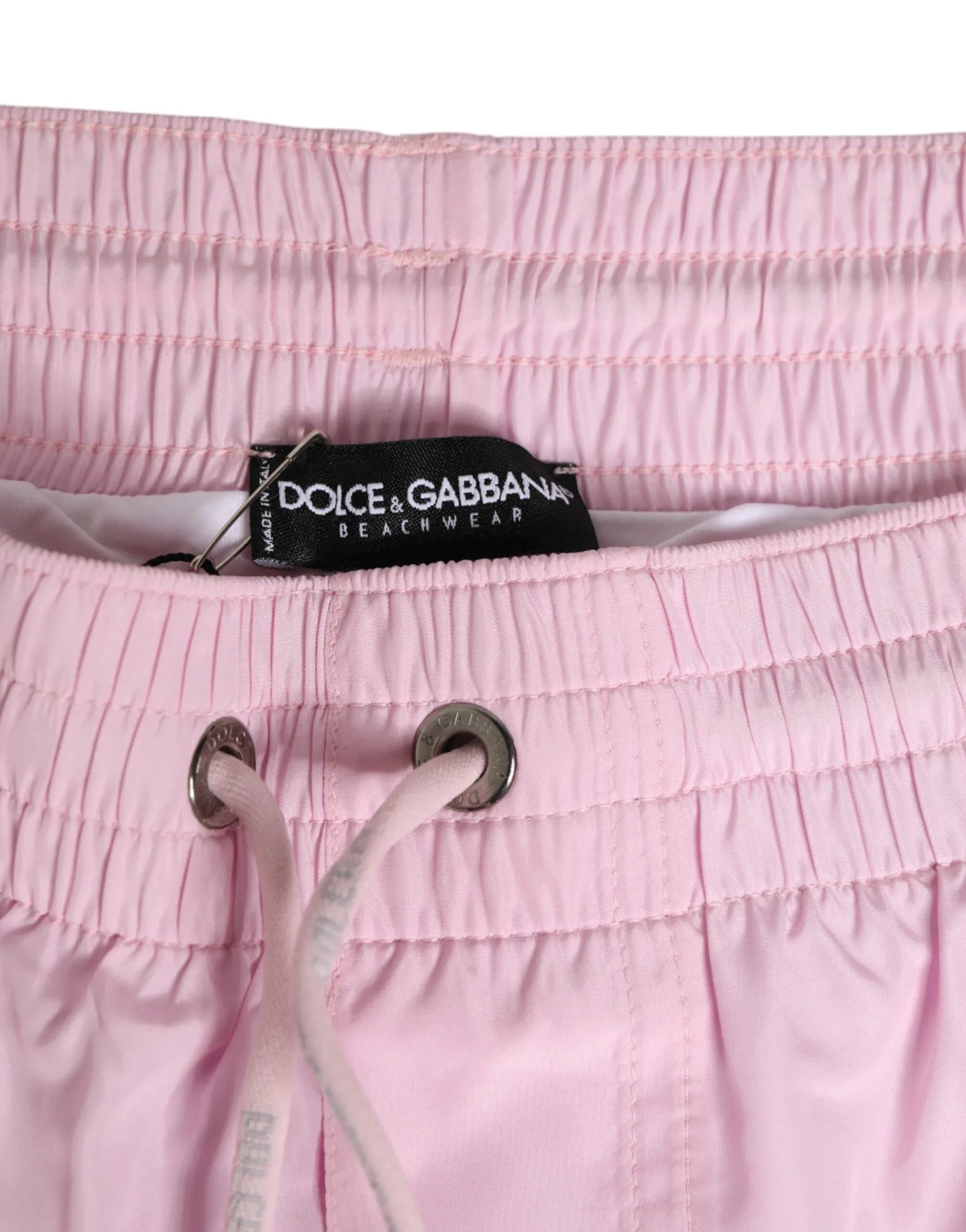 Dolce & Gabbana Pink Nylon Logo Side Stripe Beachwear Men Swimwear - Zeiniez
