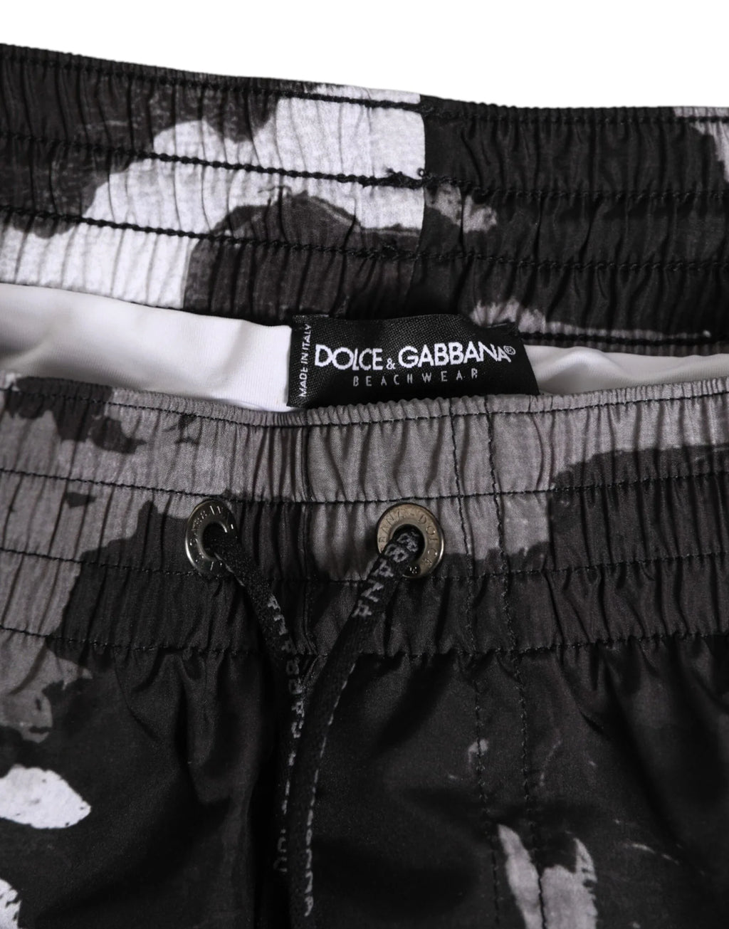 Dolce & Gabbana Black White Camouflage DG Logo Men Swimwear - Zeiniez