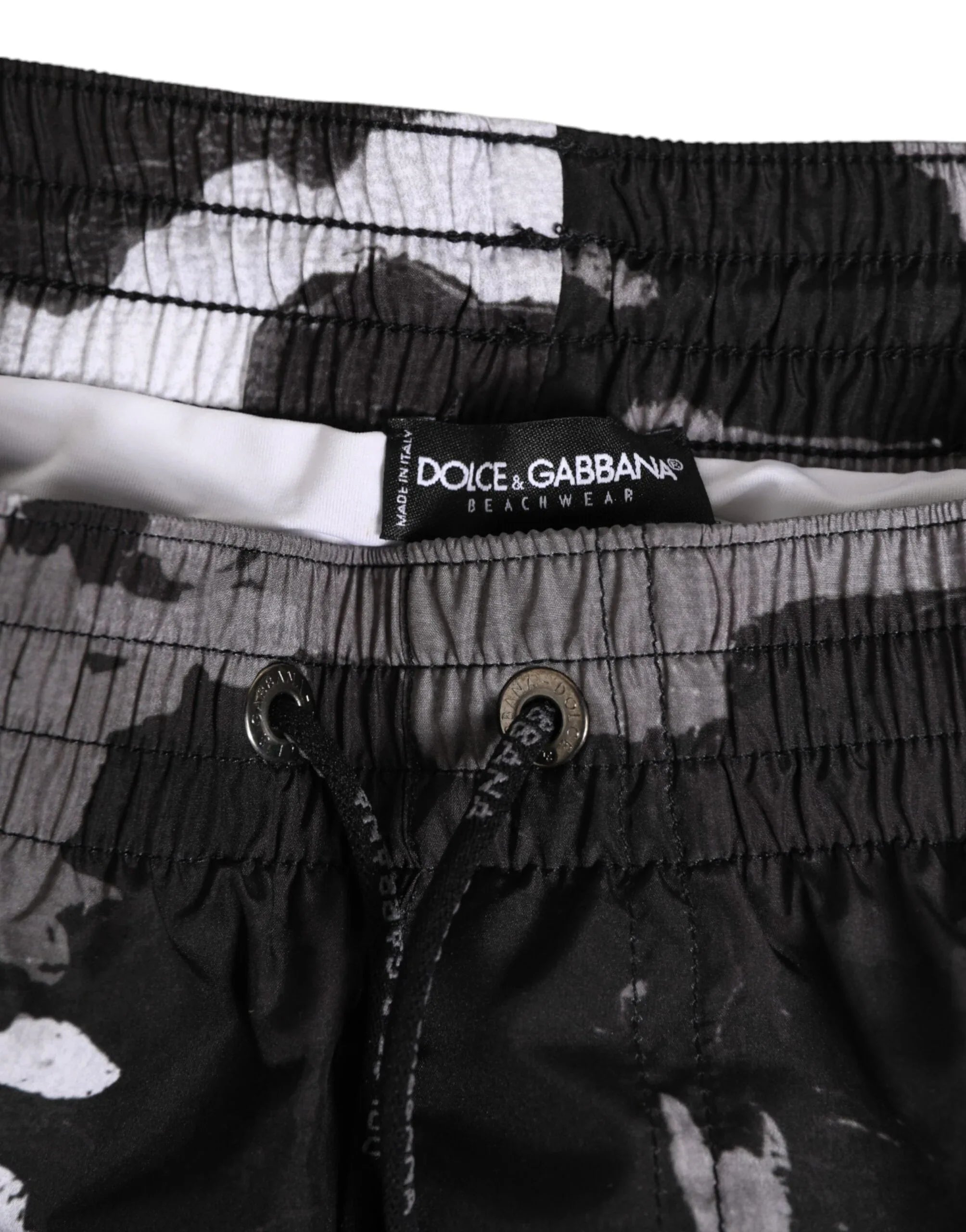 Dolce & Gabbana Black White Camouflage DG Logo Men Swimwear - Zeiniez