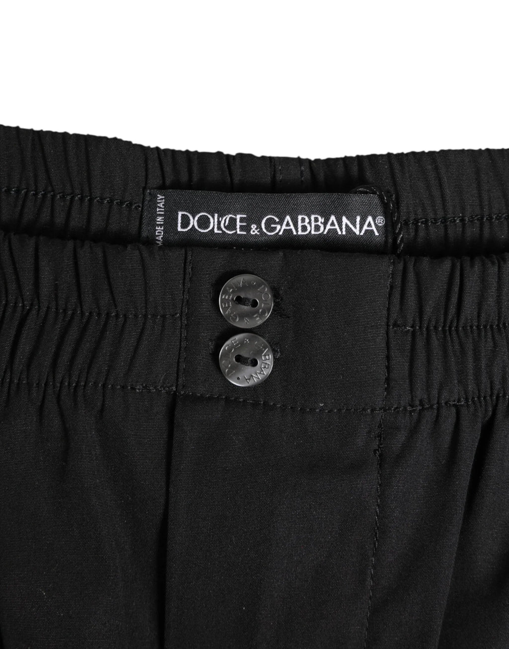 Dolce & Gabbana Black Cotton Elastic Waistband Button Swimwear - Zeiniez