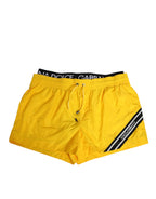 Dolce & Gabbana Yellow Drawstring Beachwear Men Shorts Swimwear - Zeiniez
