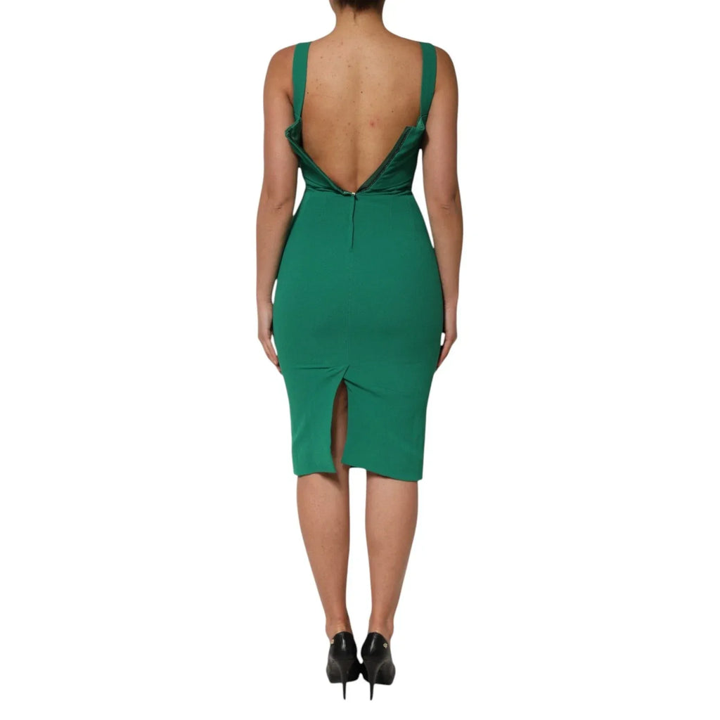 Dolce & Gabbana Dark Green Sleeveless Rayon Bodycon Dress - Zeiniez