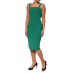 Dolce & Gabbana Dark Green Sleeveless Rayon Bodycon Dress - Zeiniez