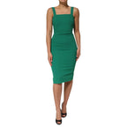 Dolce & Gabbana Dark Green Sleeveless Rayon Bodycon Dress - Zeiniez