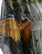 Dolce & Gabbana Multicolor Silk Jungle Print Women Maxi Dress
