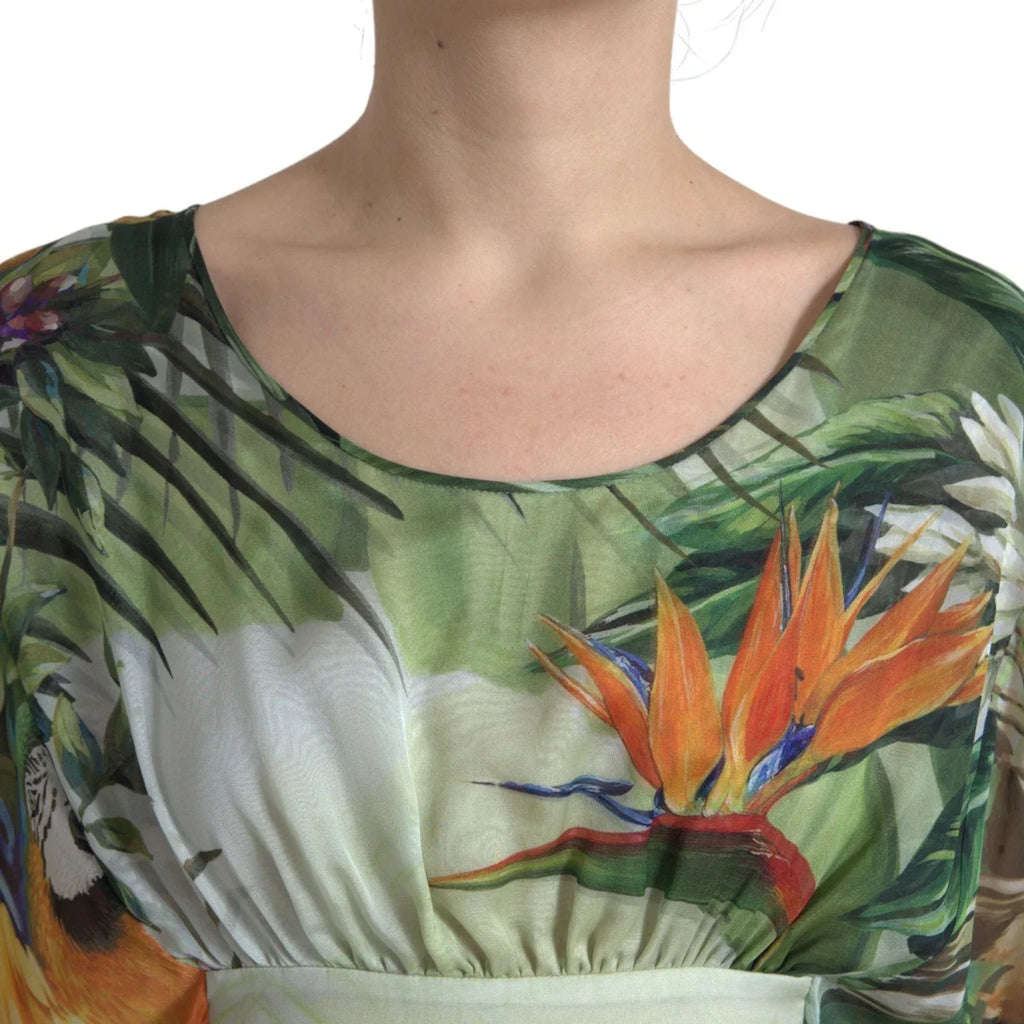 Dolce & Gabbana Multicolor Silk Jungle Print Women Maxi Dress - Zeiniez