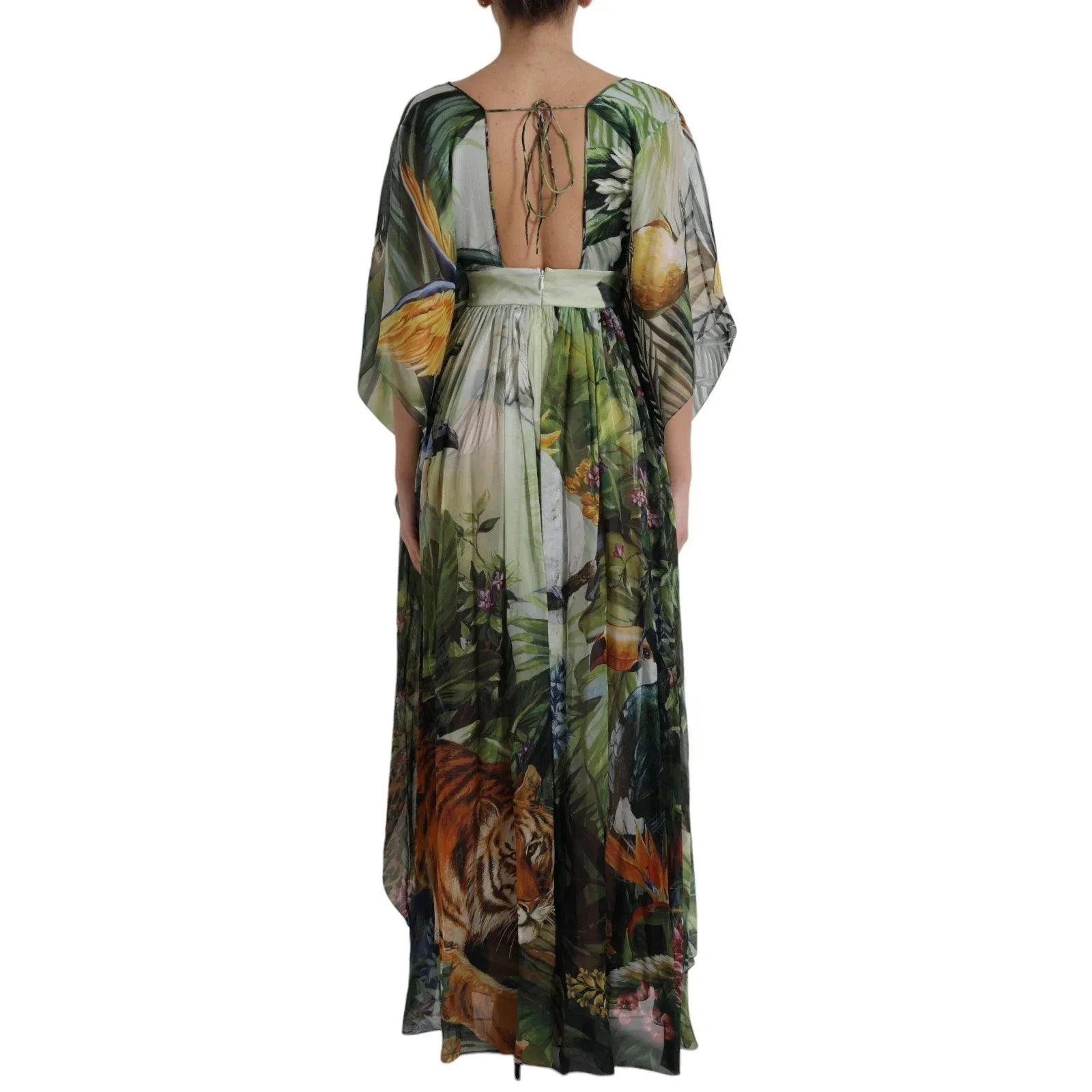 Dolce & Gabbana Multicolor Silk Jungle Print Women Maxi Dress - Zeiniez