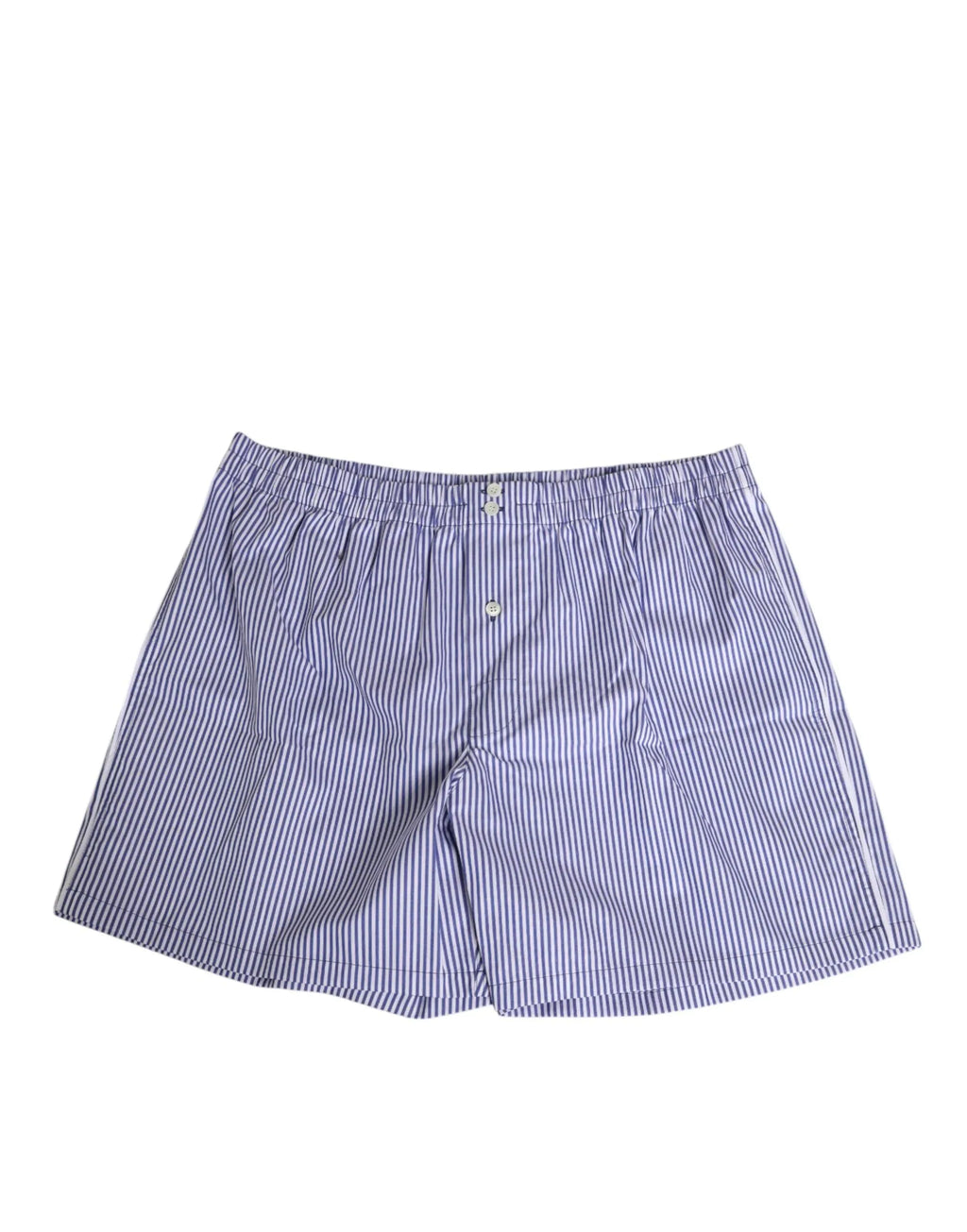 Dolce & Gabbana Blue White Cotton Striped Button Fly Shorts Swimwear - Zeiniez