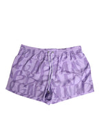 Dolce & Gabbana Purple DG Logo Print Nylon Men Shorts Swimwear - Zeiniez