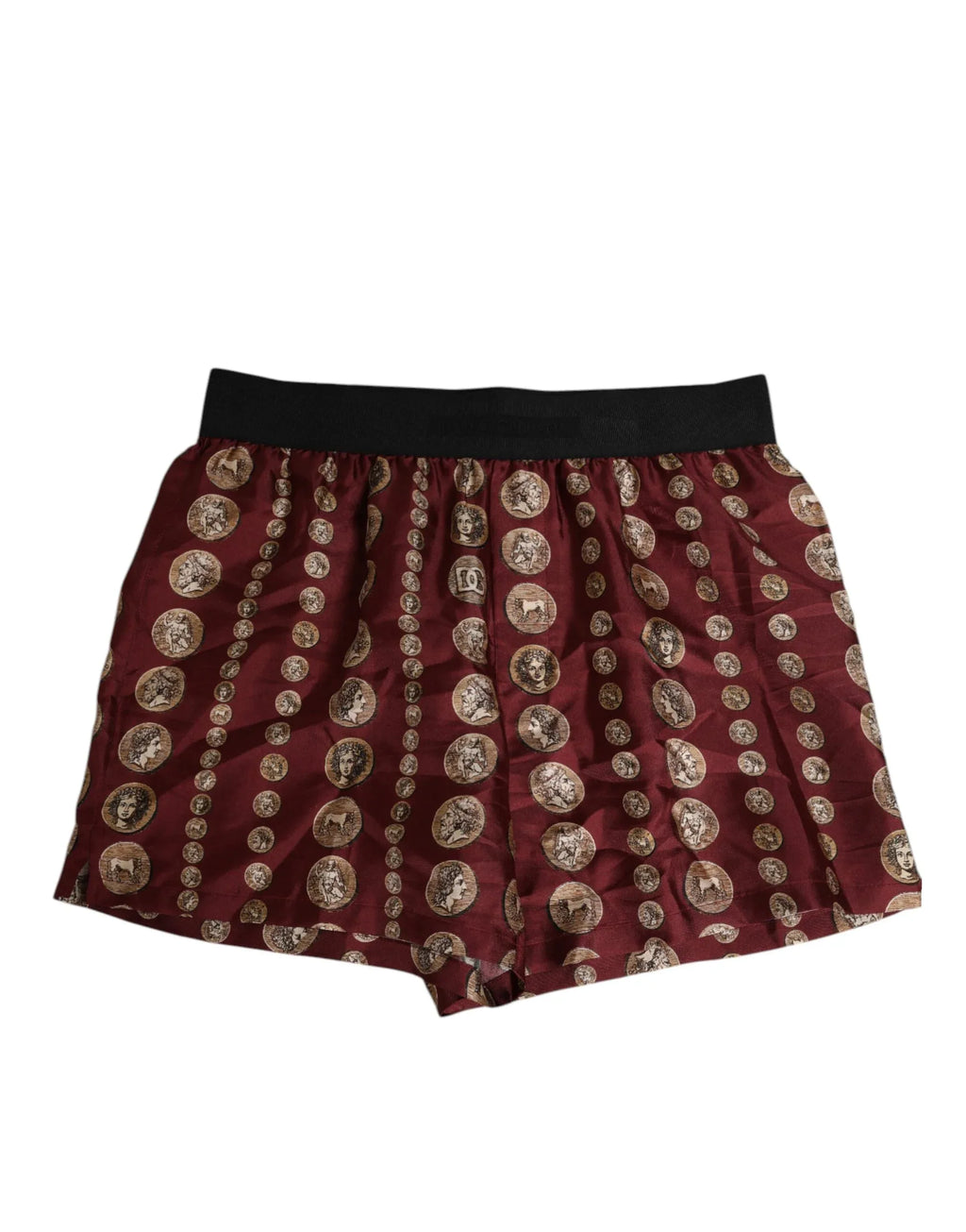 Dolce & Gabbana Burgundy Silk Coin Print Men Boxer Short Swimwear - Zeiniez