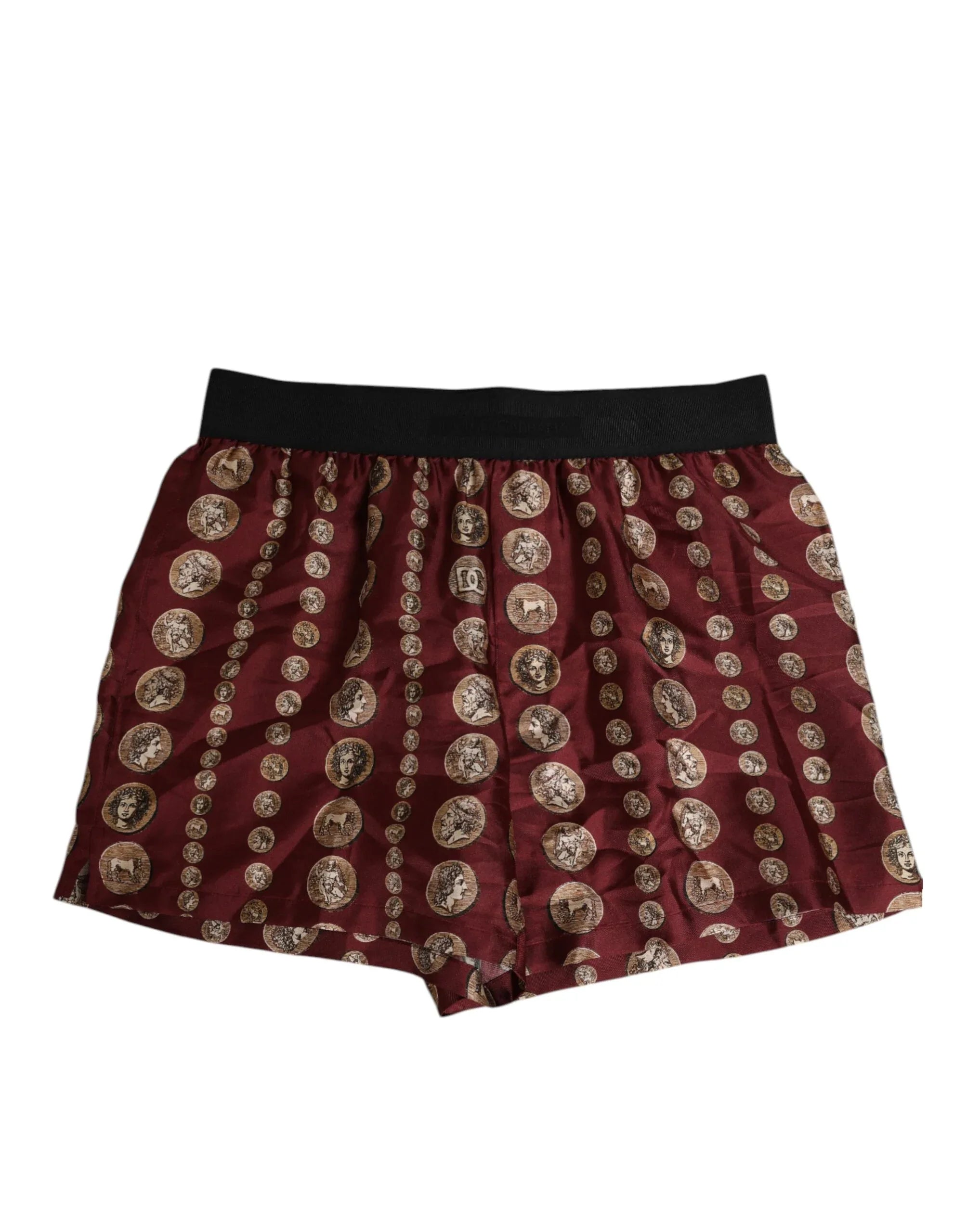 Dolce & Gabbana Burgundy Silk Coin Print Men Boxer Short Swimwear - Zeiniez
