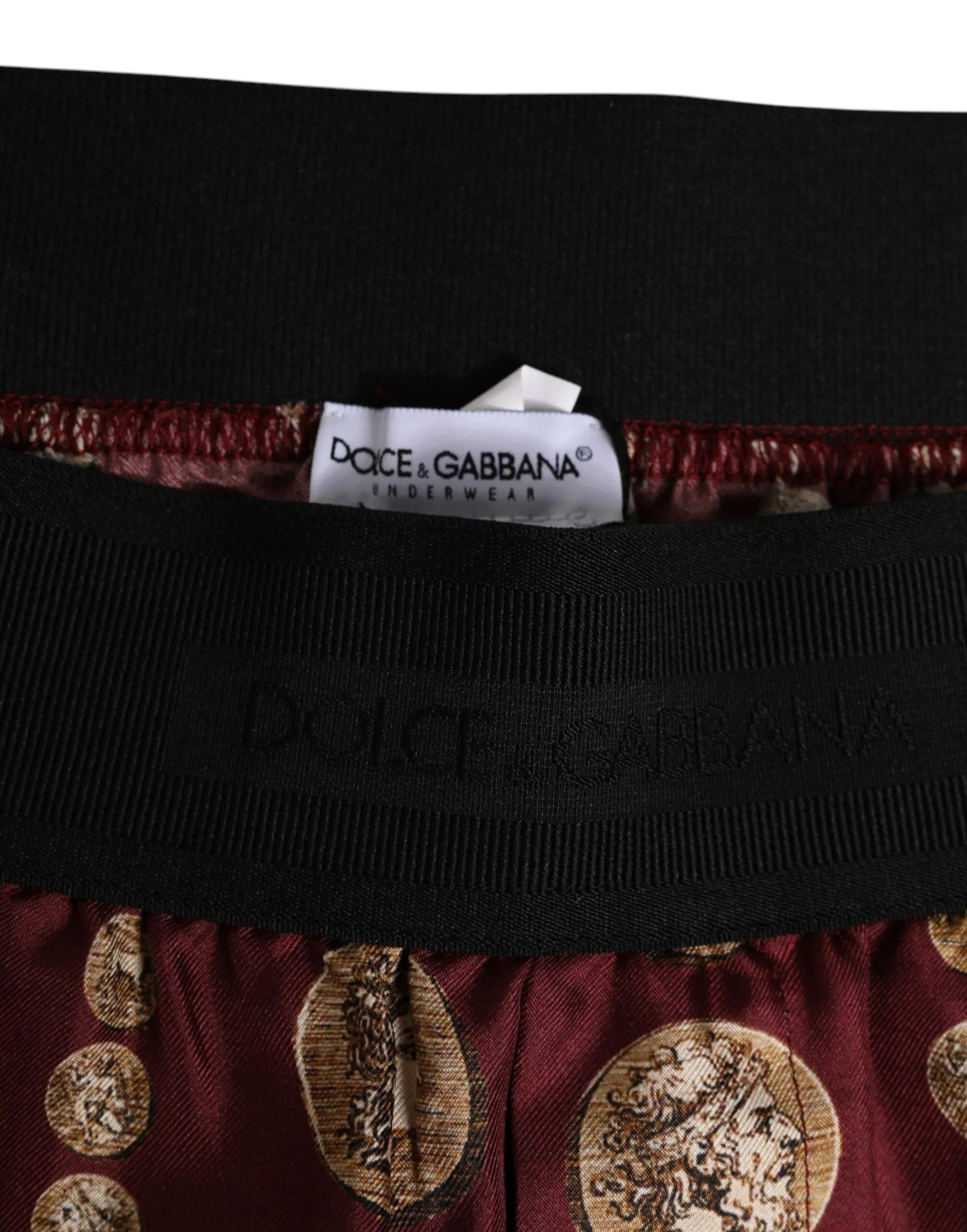 Dolce & Gabbana Burgundy Silk Coin Print Men Boxer Short Swimwear - Zeiniez