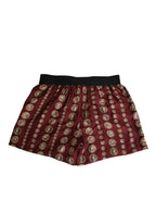 Dolce & Gabbana Burgundy Silk Coin Print Men Boxer Short Swimwear - Zeiniez