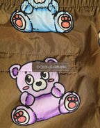 Dolce & Gabbana Brown Multicolor Teddy Bear Men Shorts Swimwear - Zeiniez
