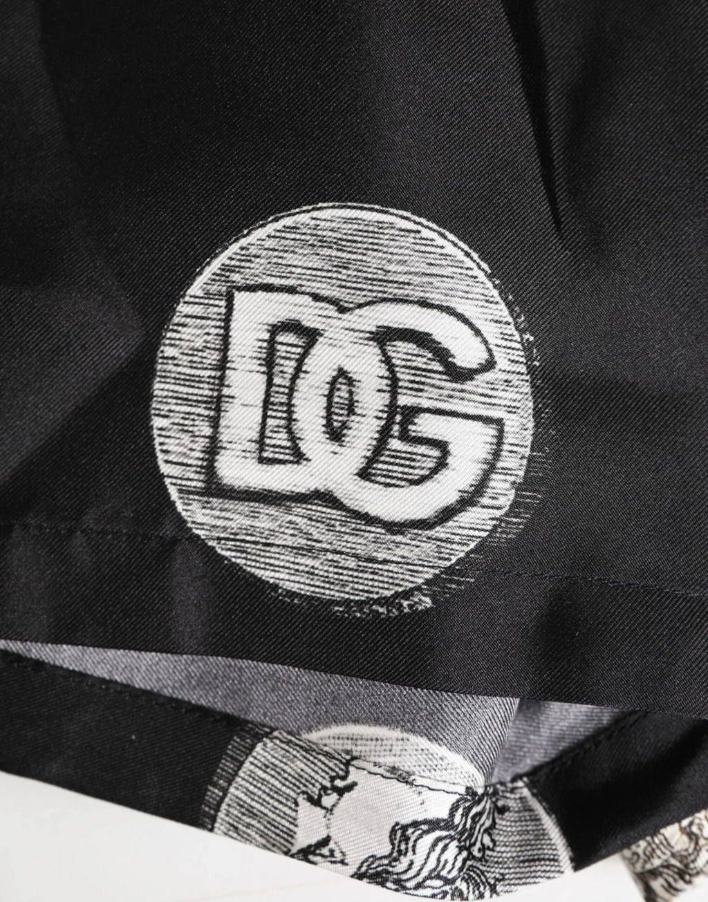 Dolce & Gabbana Black Silk Ancient Coin Print Boxer Short Swimwear - Zeiniez