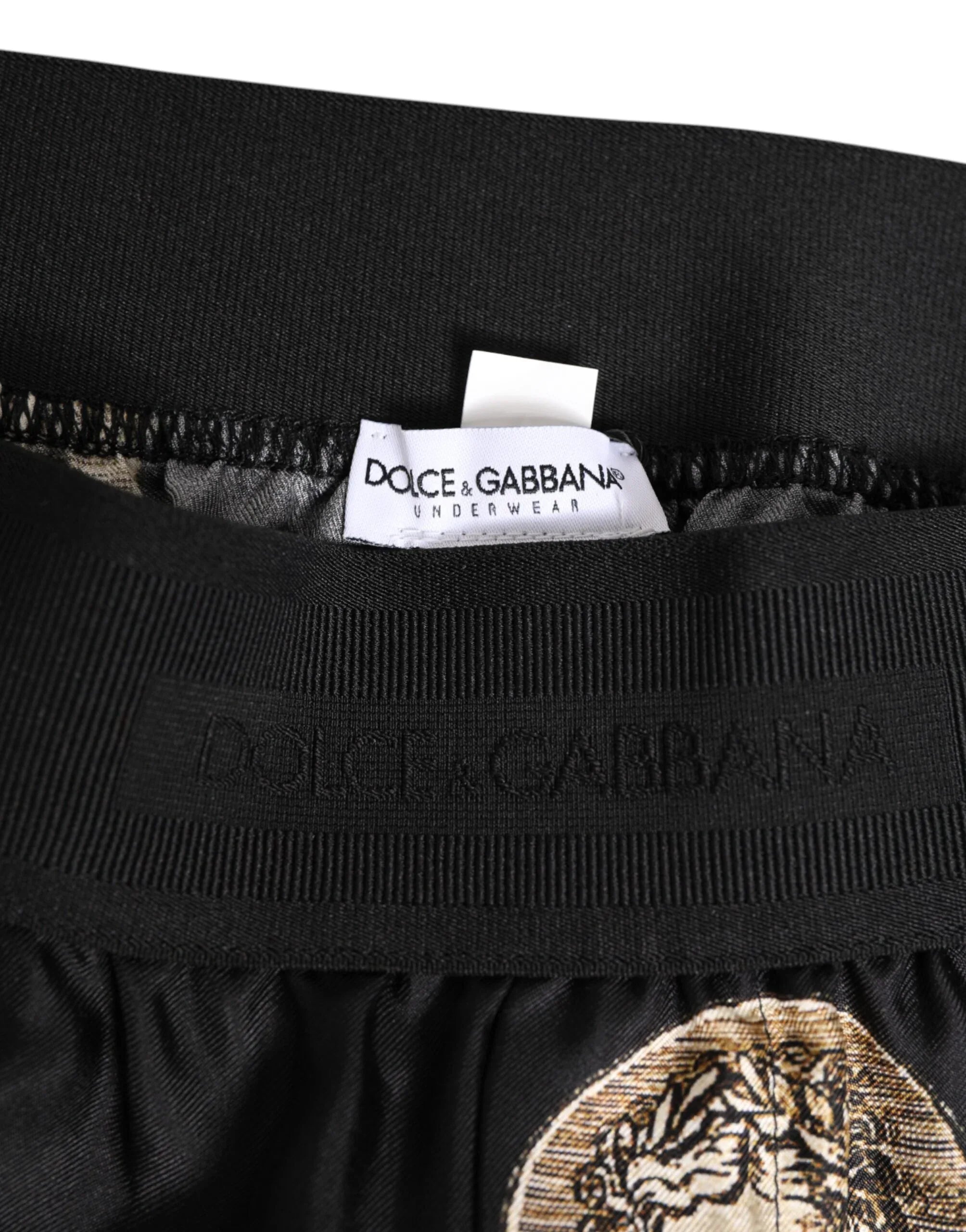 Dolce & Gabbana Black Silk Ancient Coin Print Boxer Short Swimwear - Zeiniez