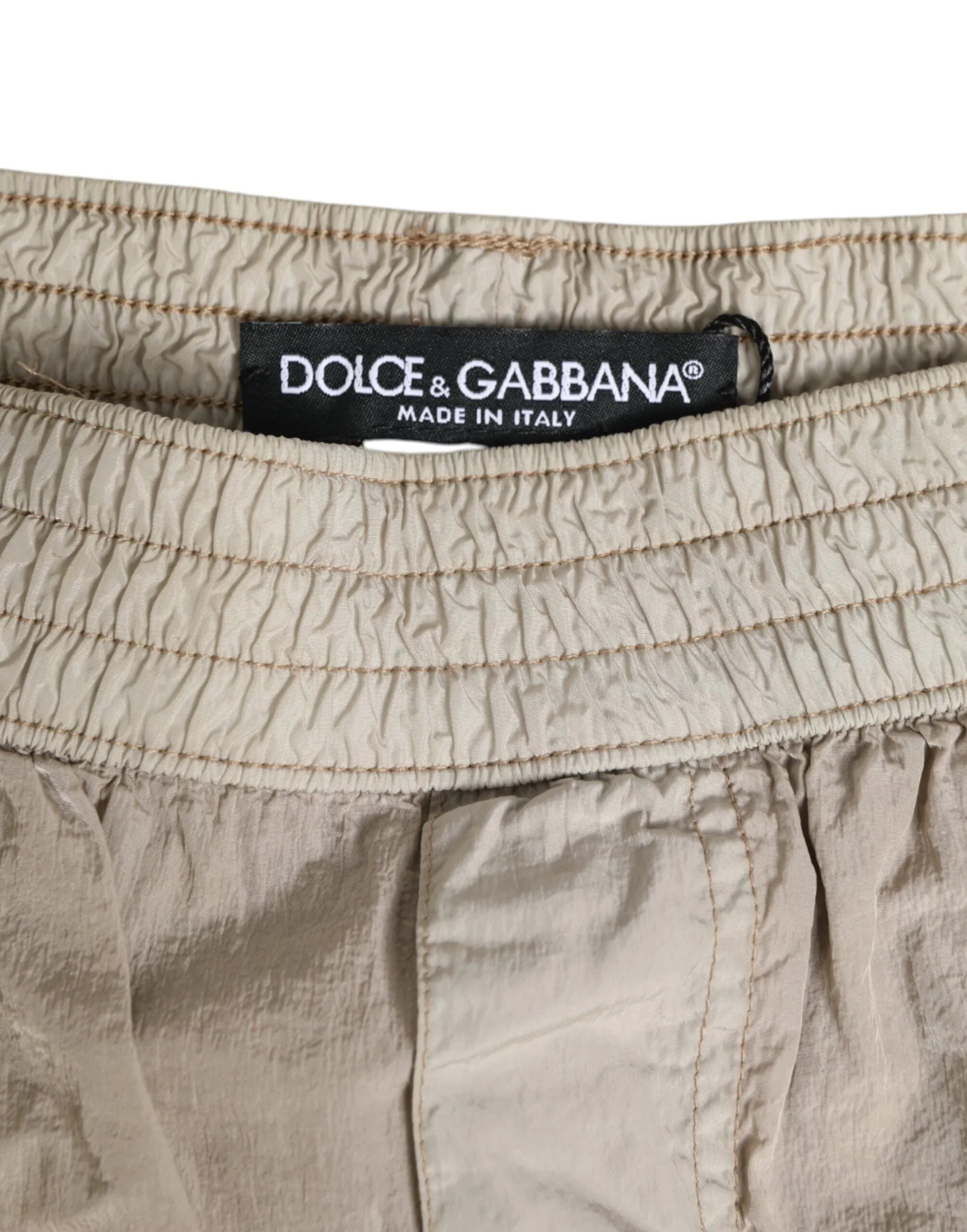 Dolce & Gabbana Beige Nylon Beachwear Men Boxer Short Swimwear - Zeiniez