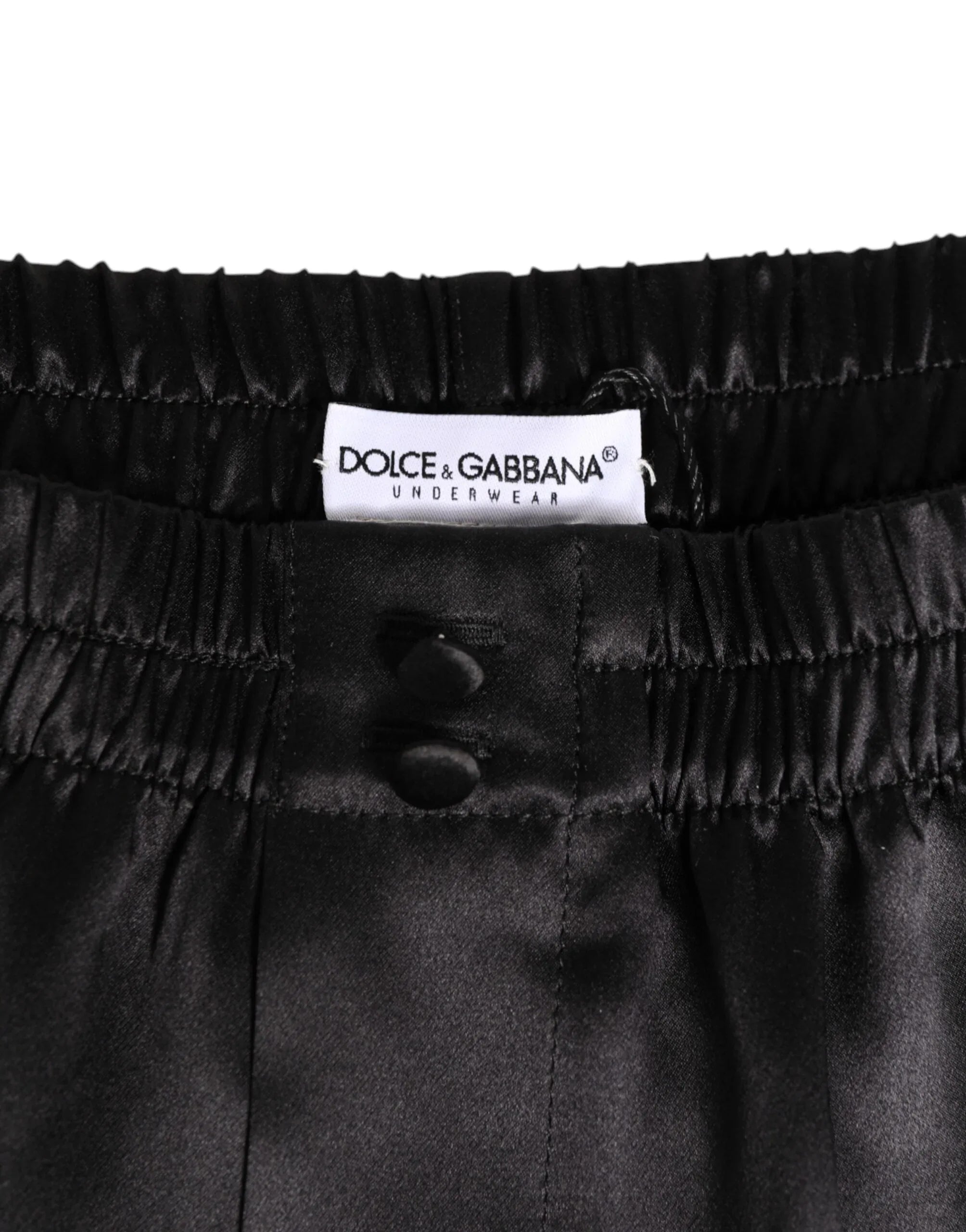 Dolce & Gabbana Black Silk Satin Elastic Men Boxer Short Swimwear - Zeiniez