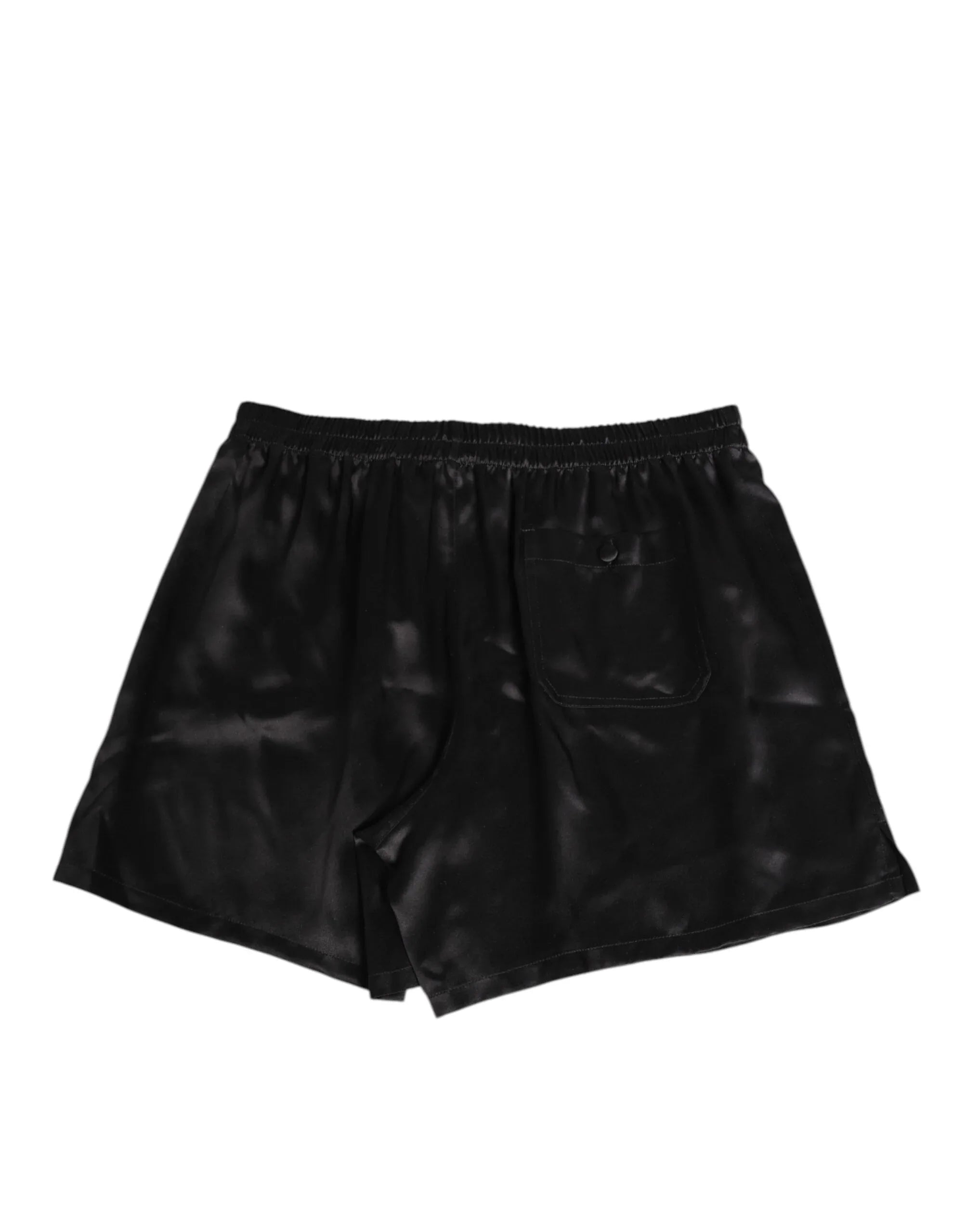 Dolce & Gabbana Black Silk Satin Elastic Men Boxer Short Swimwear - Zeiniez