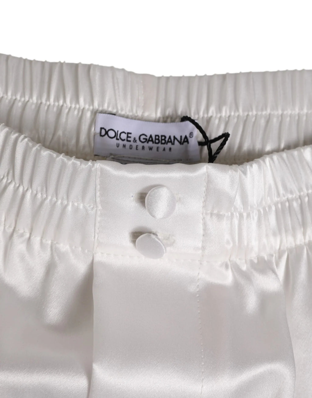 Dolce & Gabbana White Silk Satin Elastic Men Boxer Short Swimwear - Zeiniez