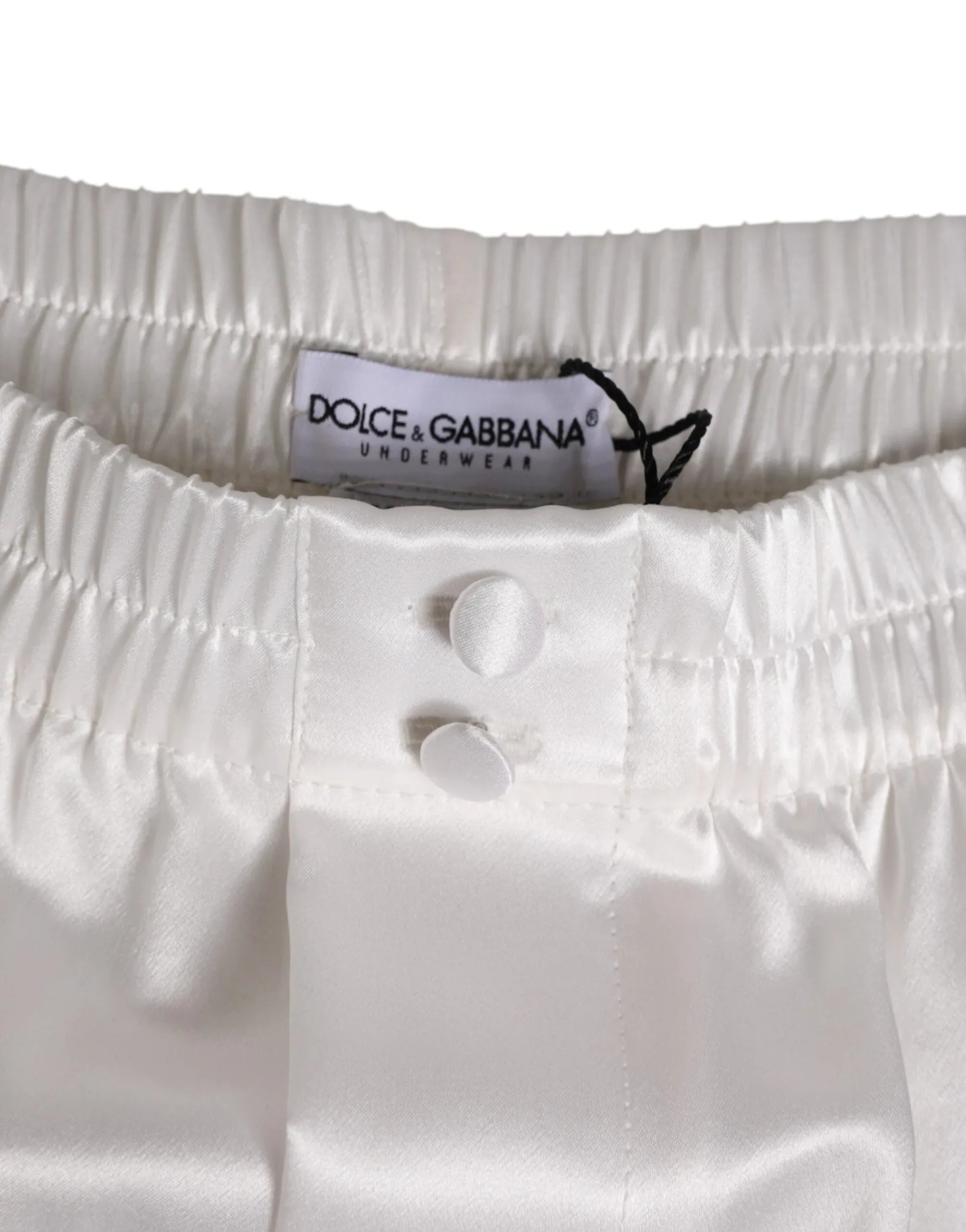 Dolce & Gabbana White Silk Satin Elastic Men Boxer Short Swimwear - Zeiniez
