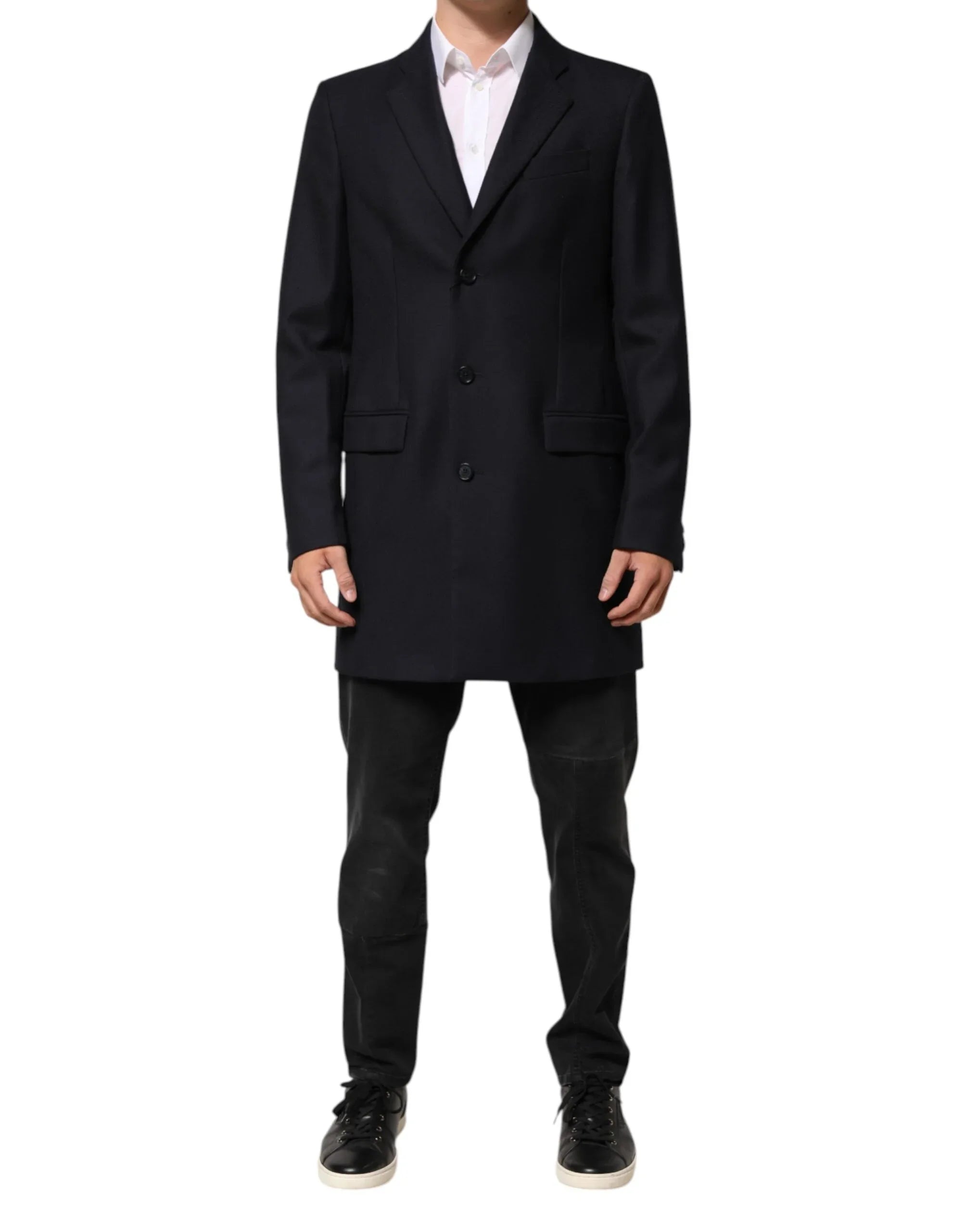 Dolce & Gabbana Dark Blue Wool Men Jacket Coat Blazer Suit - Zeiniez