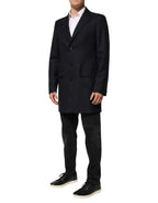 Dolce & Gabbana Dark Blue Wool Men Jacket Coat Blazer Suit