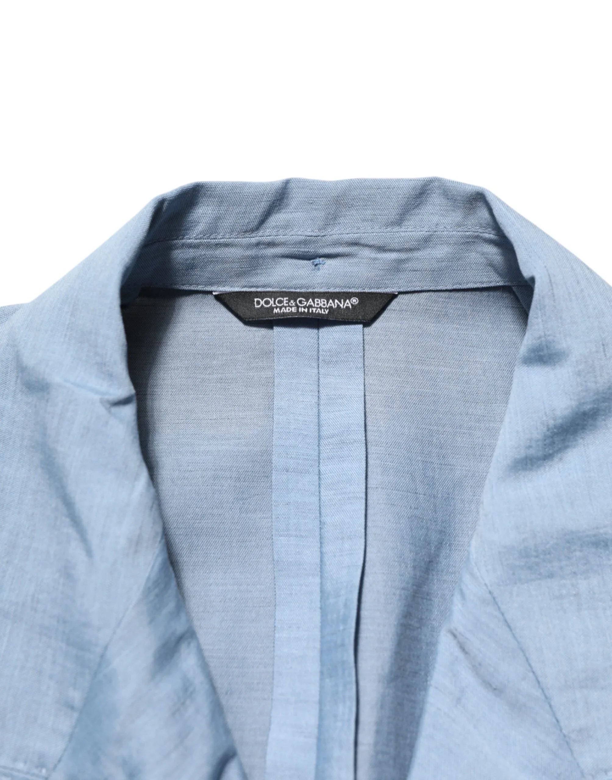 Dolce & Gabbana Light Blue Linen Double Breasted Men Jacket Blazer - Zeiniez