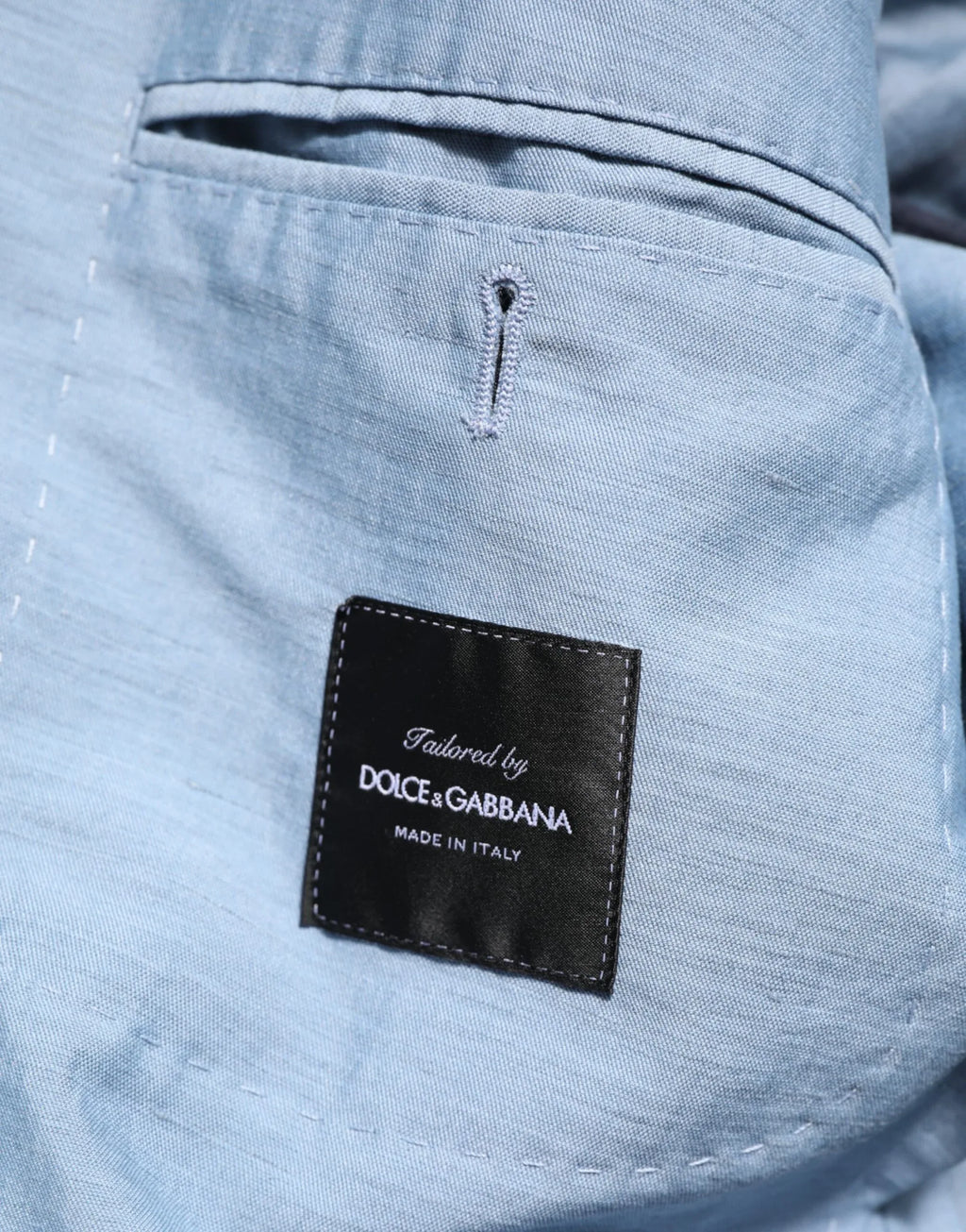 Dolce & Gabbana Light Blue Linen Double Breasted Men Jacket Blazer - Zeiniez