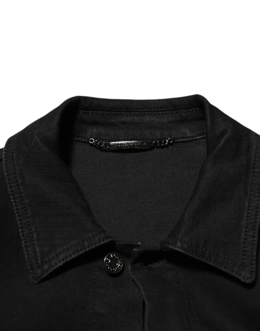 Dolce & Gabbana Black Cotton Denim Stretch Button Up Jacket - Zeiniez
