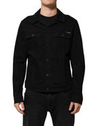 Dolce & Gabbana Black Cotton Denim Stretch Giubbotto Jacket - Zeiniez